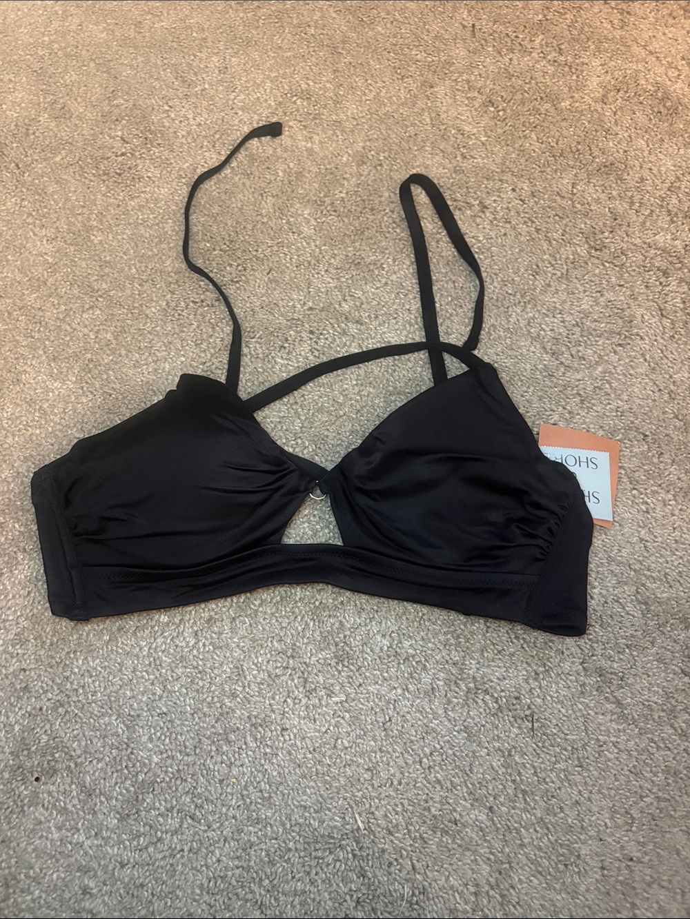 Shade & Shore Black Strappy Bralette Swim Top size 34 D